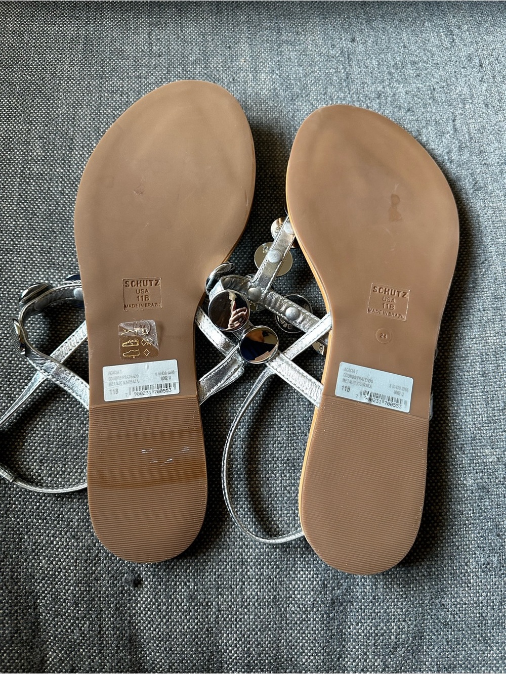 NWT Schutz Acacia T Sandals ✨ Silver Metallic 11 - Picture 2 of 3